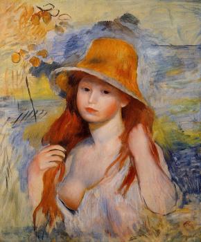 Pierre Auguste Renoir : Young Woman in a Straw Hat II